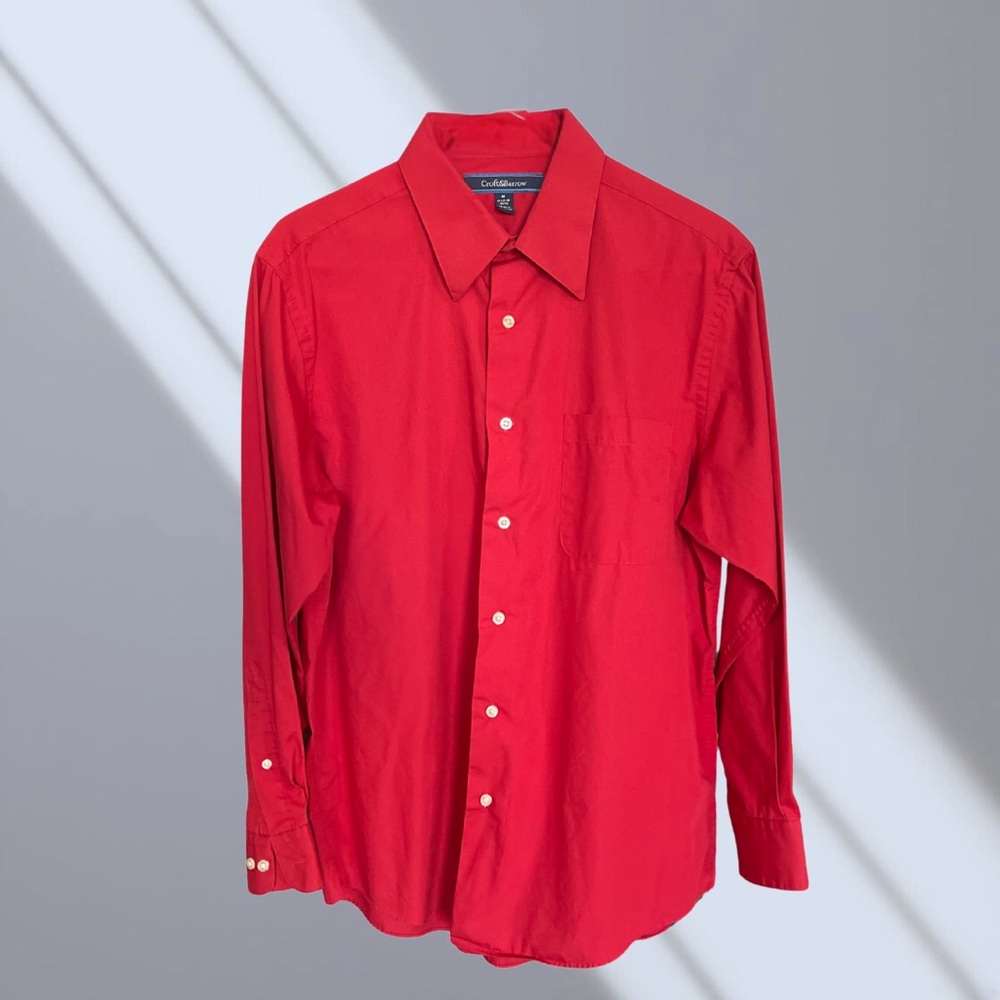 Croft & Barrow Red Dress Shirt Long Sleeves Classic Collar
